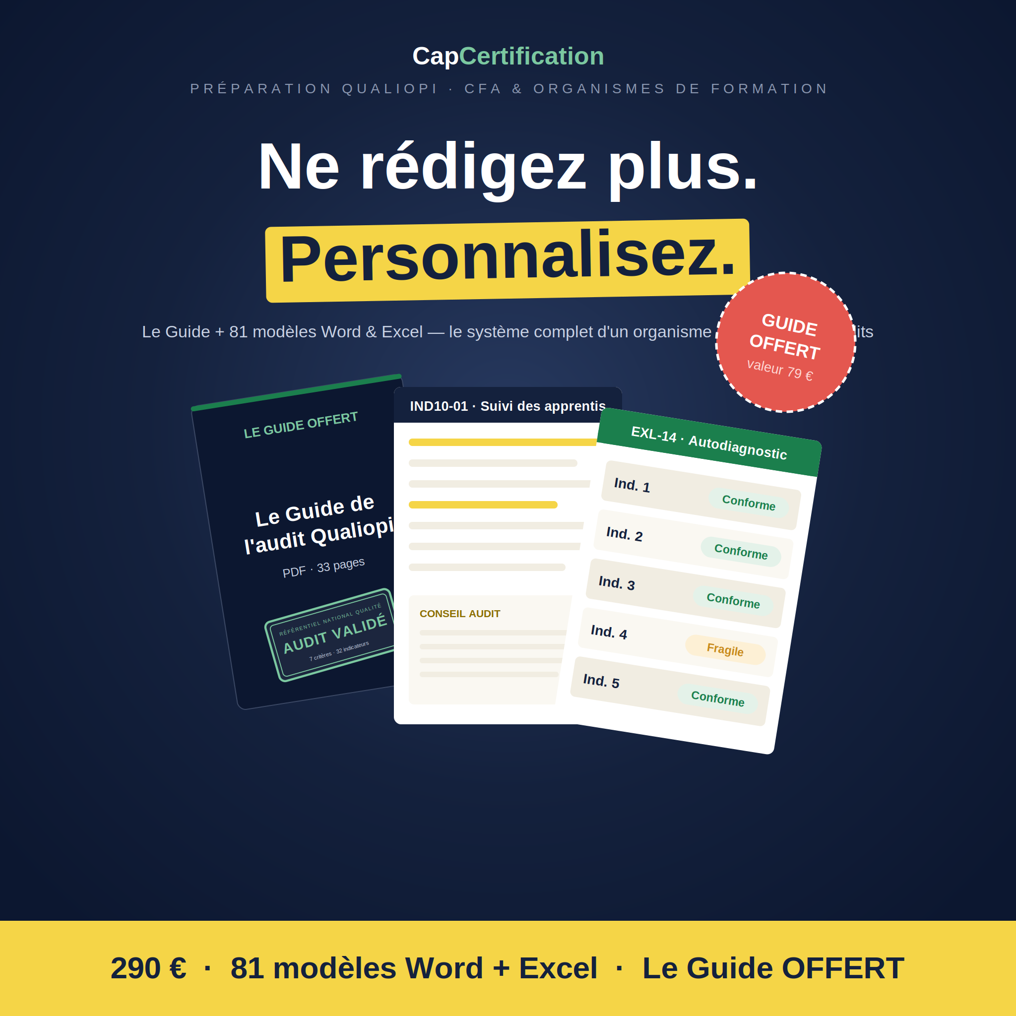 Pack documents Qualiopi pré-remplis — 32 indicateurs (Word + Excel)